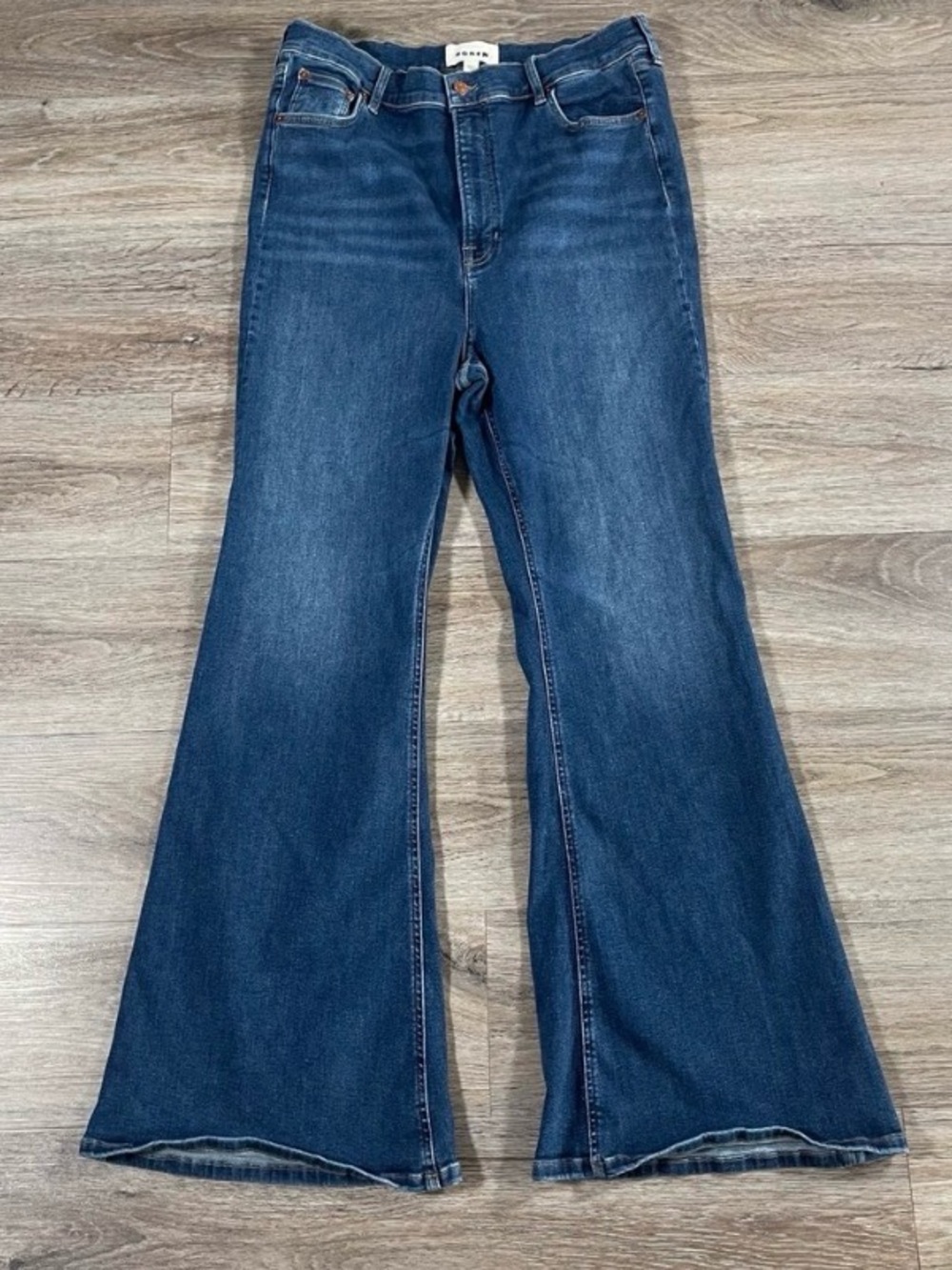 Boden Women's Jeans Ultra High Rise Super Flare Denim Boho‎ Casual 33x32 Blue